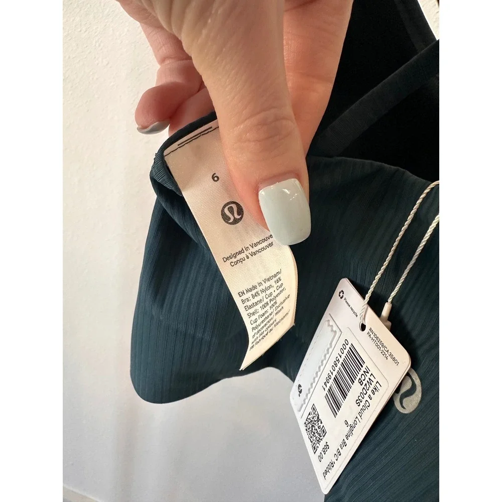 Lululemon Like a Cloud Longline Bra Ribbed B/C Cup Iron Blue LW2D03S Size 6 NWT - Picture 4 of 4